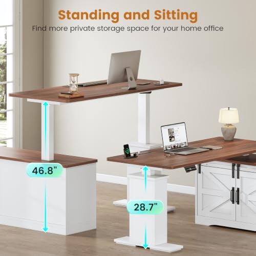 SEDETA Farmhouse 55 inch L Shaped Standing Desk with Storage Drawers