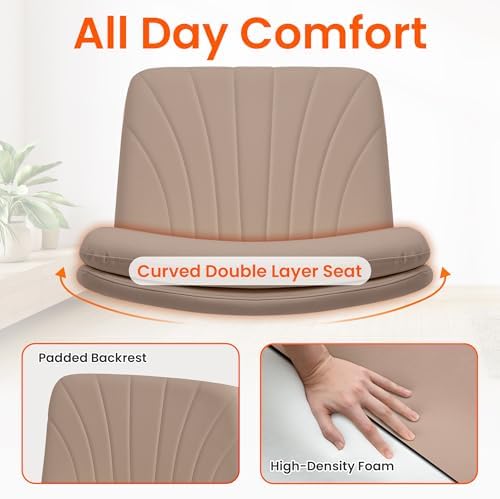 Orange Factory Criss Cross Chair, Wide Leather Vanity Desk Seat, Brown Pu