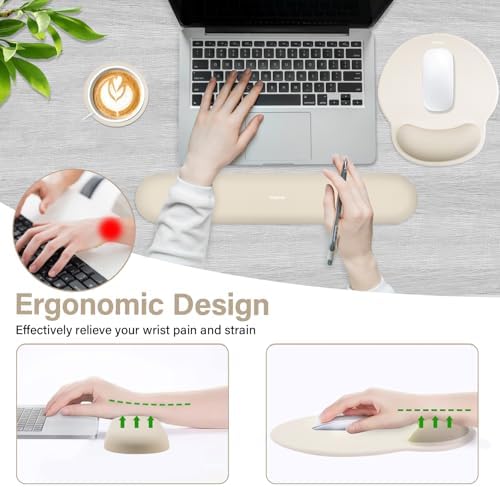 MOSISO Wrist Rest Support for Mouse Pad&Keyboard Set, Khaki