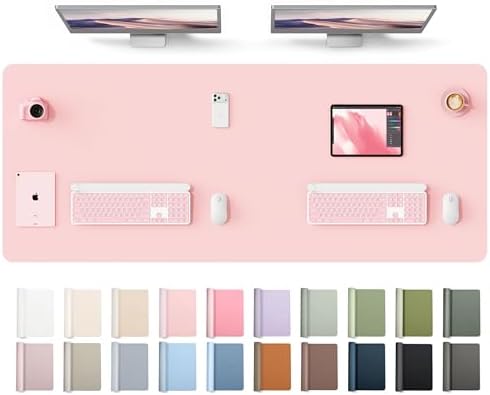 YSAGi Leather Desk Protector, Office Mat, Large Mouse Mat, Non-Slip PU Leather Blotter, Laptop Desk Mat, Waterproof Writing Pad for Office and Home(Light Pink, 63" x 24")