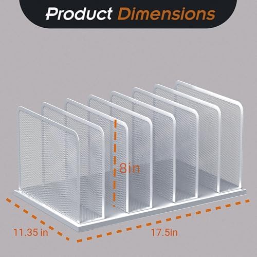 Kuntine.B 7-Section Upright Desk File Organizer Silver 1 Pack
