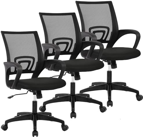 BestOffice Ergonomic Office Chair | Mid-Back Swivel Desk Chair | Black