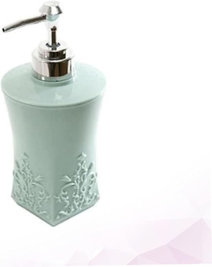 Emulsion Pump Press Bottle Refillable Square Shampoo and Lotion Dispenser Eco-Friendly Portable Container Light Blue for Home Use