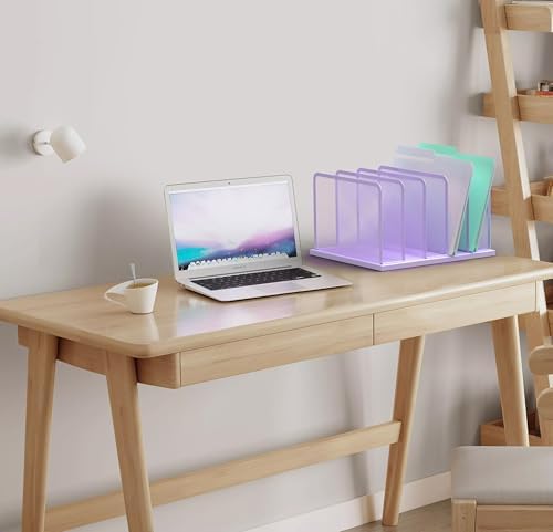Kuntine.B 5-Section Upright Desk File Organizer Purple 1 Pack