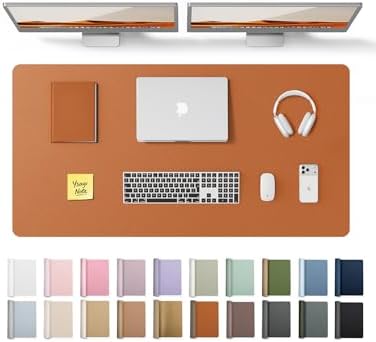 YSAGi Leather Desk Protector, Office Mat, Large Mouse Mat, Non-Slip PU Leather Blotter, Laptop Desk Pad, Waterproof Writing Pad for Office and Home (Brown, 47.2" x 23.6")