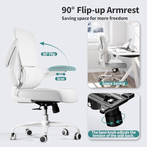 TRALT Office Chair - Ergonomic Desk Chair with Adjustable Lumbar Support, Mesh Computer Chair, Executive Chair for Home Office Comfortable Lumbar Support (1, Cloud White)