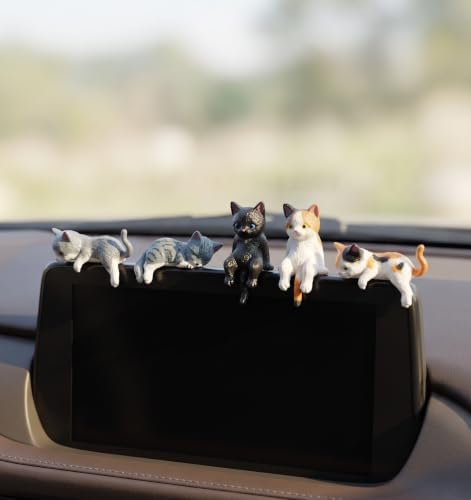 13 Pcs Minature Cat Figurines for Computer Monitor, Mini Cat Desk Figurines