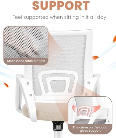 NEO CHAIR Office Computer Chair Ergonomic Mid-Back Mesh Desk Chair, Beige
