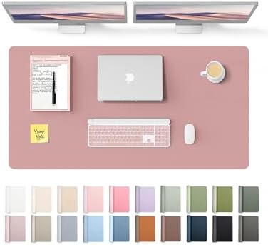 YSAGi Leather Desk Protector, Office Mat, Large Mouse Mat, Non-Slip PU Leather Blotter, Laptop Pad, Waterproof Writing Pad for Office and Home (Pale Mauve, 47.2" x 23.6")