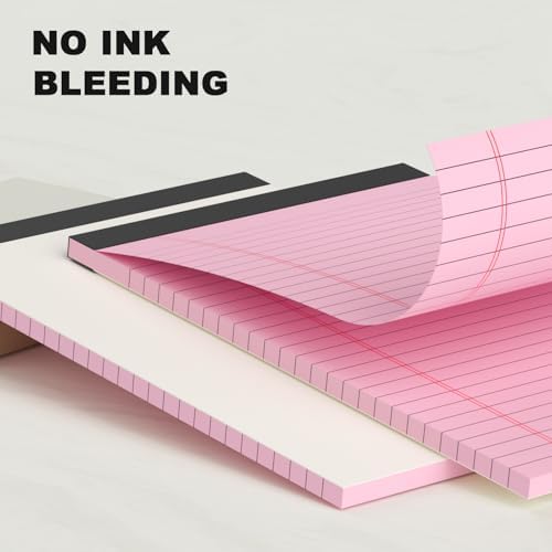 AILZFEI 6pcs Small Note Pad 5x8 College Ruled Pink Legal Pads Paper Notepads 6 Pack Study Back Writing Pads 5 x 8 Legal Pads Perforated Narrow Ruled Pads of Paper Pink