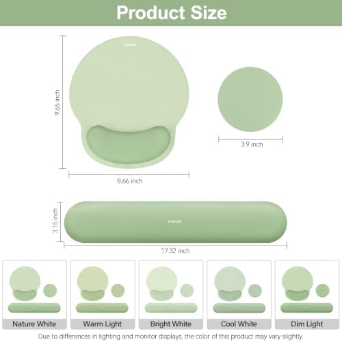 MOSISO Wrist Rest Support for Mouse Pad&Keyboard Set, Laurel Green