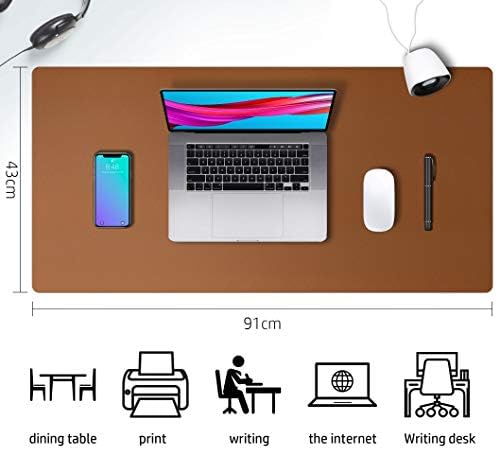 Aothia Leather Desk Pad Protector, Mouse Pad, Office Desk Mat, Non-Slip PU Leather Desk Blotter, Laptop Desk Pad, Waterproof Desk Writing Pad for Office and Home (Brown,36" x 17")