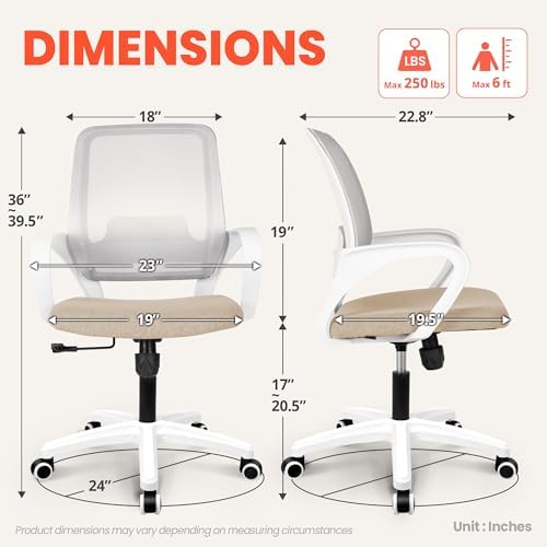 NEO CHAIR Home Office Desk Chair Ergonomic Mesh with Lumbar Support, Beige