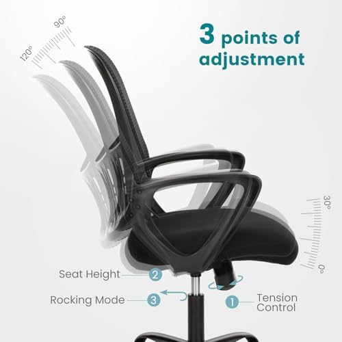 DUMOS Office Chair, Ergonomic Mesh Home Desk Chair, Lumbar Support