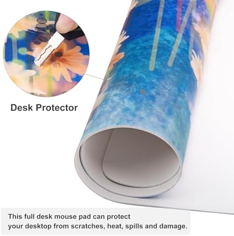 QiyI PU Leather Large Mouse Pad, Office Decor, 31.5" x 15.7", Ivy Flowers