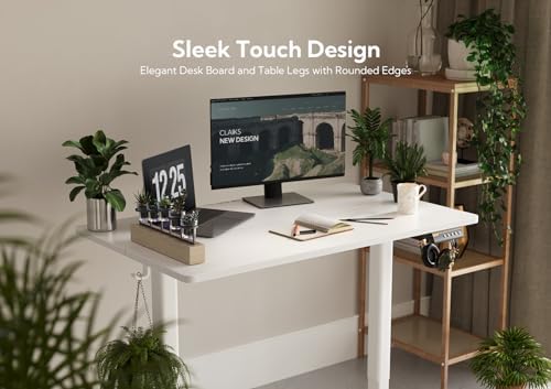 Claiks Electric Height Adjustable Standing Desk, 48x24 Inch, White