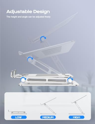 LOXP Portable Laptop Stand, Aluminum Laptop Stand for Desk - Silver