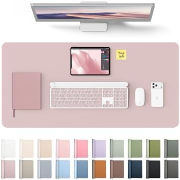 YSAGi Leather Desk Protector, Office Mat, Large Mouse Mat, Non-Slip PU Leather Blotter, Laptop Desk Mat, Waterproof Writing Pad for Office and Home (Grayish Lavender, 31.5" x 15.8")