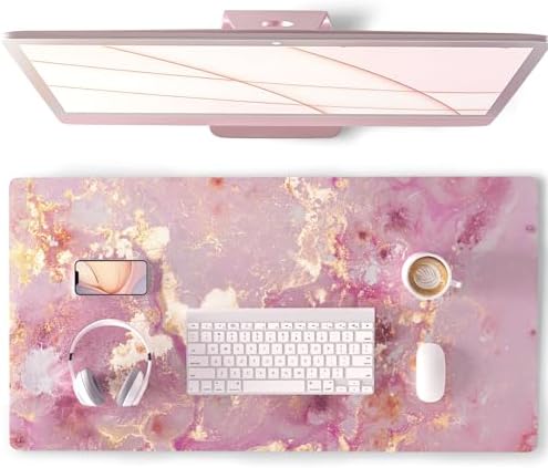 QiyI PU Leather Large Mouse Pad, Office Decor, 31.5" x 15.7", Rose Gold