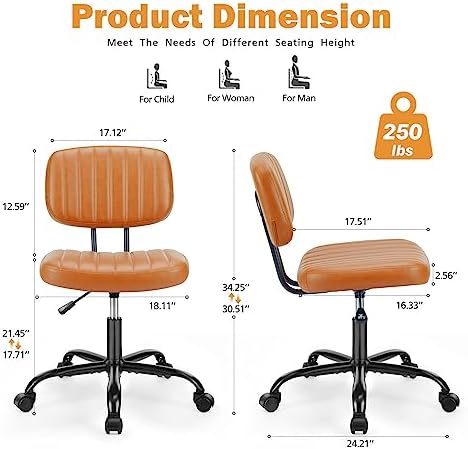 Sweetcrispy Office Desk Chair, Small Home Vanity Chair, Lumbar Support