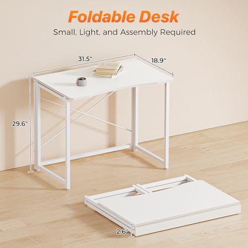 Huuger Folding Desk for Small Spaces, 31.5 Inch Foldable Computer Table