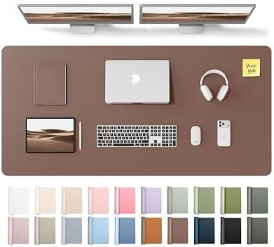 YSAGi Leather Desk Pad Protector, Office Desk Mat, Large Mouse Pad, Non-Slip PU Leather Desk Blotter, Laptop Desk Pad, Waterproof Desk Writing Pad for Office and Home (Chocolate,55" x 24")