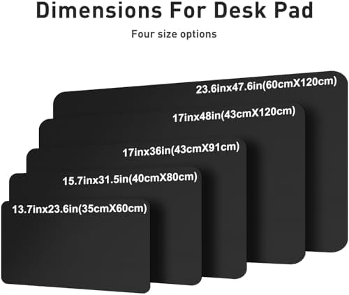 Aothia Faux Leather Desk Mat – Large Mouse Pad, Non-Slip PU Leather Blotter, Waterproof Writing Surface for Office and Home (Black, 47.2" x 23.6")