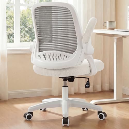 NEO CHAIR Office Desk Chair, Ergonomic Mesh with Flip-Up Armrests, Ivory