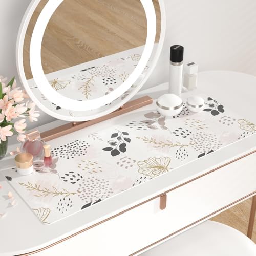QiyI PU Leather Large Mouse Pad, Office Decor, 31.5" x 11.8", Boho Botany
