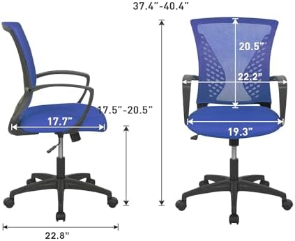 FDW | Mid Back Office Chair | Blue | with Lumbar Support, 360 Swivel