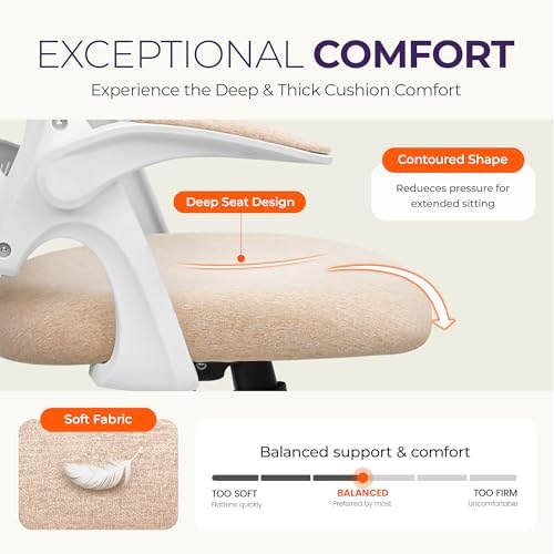 NEO CHAIR Office Desk Chair, Ergonomic Mesh with Flip-Up Armrests, Beige