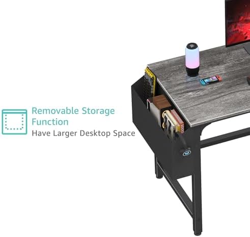 Lufeiya Computer Desk with File Drawers Cabinet, 47 Inch Home Office Desks with Filing Cabinet for Small Space, Gaming Study Writing Table PC Desks, Gray