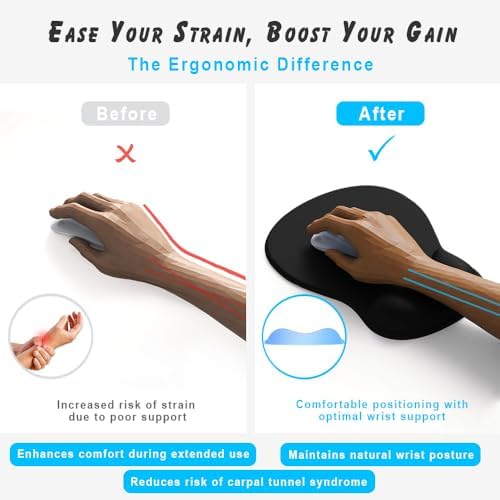 ErgoComfort Gel Wrist Rest Mouse Pad-Ergonomic Office Mousepad with Wrist Support-Non-Slip, Design Desk Accessories Mat for Home&Game Decor (08Marble Vein)