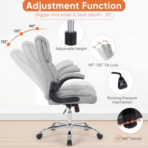Sweetcrispy Office Desk Chair, Heavy Duty Computer Chair, PU Leather