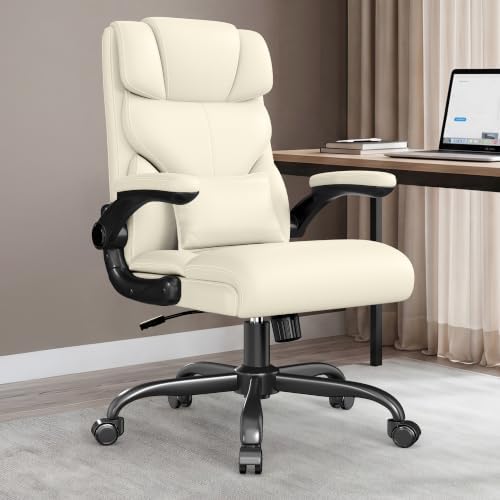 Office Chair, Executive Mid-Back Computer Desk Chair with Flip-up Armrests