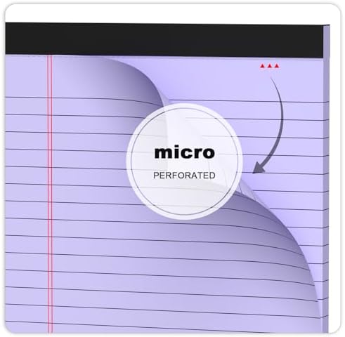 AILZFEI 6pcs Small Legal Pad 5x8 College Ruled Purple Legal Pads Notepads 6 Pack Study Back Writing Pads 5 x 8 Perforated Narrow Ruled Pads of Paper Purple