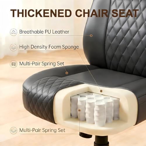 GTPLAYER PU Leather Office Chair, Home Desk Chair with Flip-up Arms, Gray
