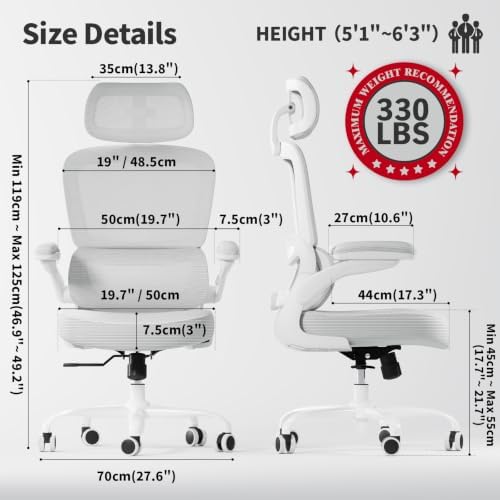TRALT Ergonomic Office Chair Desk Chair with Adjustable Lumbar Support