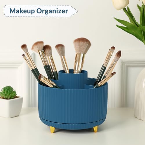 SKYDUE 360 Degree Rotating Desk Organizer, Dual-Purpose Pencil Pen Holder, Rotating Desk Pen Organizer with 5 Slots, Pencil Cup for Office, School, Home