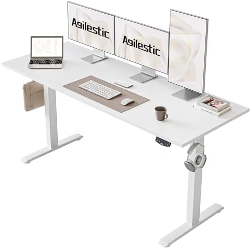 Agilestic 60 * 24 Inch Height Adjustable Electric Standing Desk, White