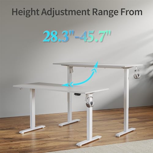Agilestic 60 * 24 Inch Height Adjustable Electric Standing Desk, White
