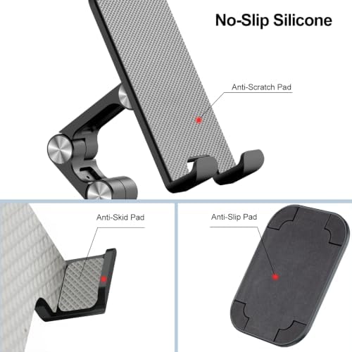 OCYCLONE Phone Stand, Foldable Cell Phone Stand Holder for Desk Office Accessories Adjustable Height and Angle iPhone Stand - Black