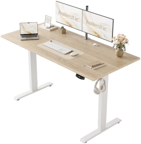 Agilestic 55 * 24 Inch Height Adjustable Electric Standing Desk, Maple