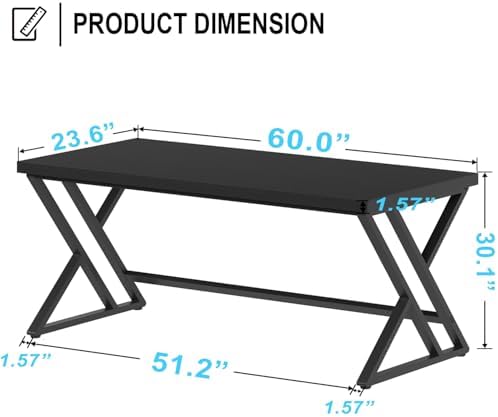 LVB 60 Inch Computer Office Desk Metal & Wood Writing Desks Rustic Brown