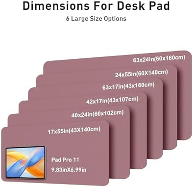 Aothia Faux Leather Desk Mat - Large Mouse Pad, Non-Slip PU Leather Blotter, Waterproof Writing Surface for Office and Home (Dark Pink, 63" x 17")