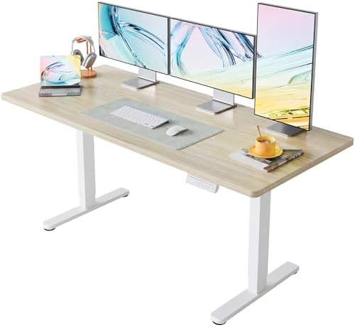 HUANUO 71x30 Inch Electric Standing Desk, Height Adjustable, Light Walnut