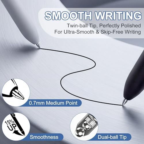 Fenmay 8 Pcs Gel Pens - 0.7mm Fine Point Quick-Dry Black Ink, Smooth Writing Pens for Journaling, Note Taking, Office & School Supplies