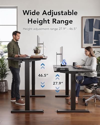 HUANUO 55x27 Inch Electric Standing Desk, Height Adjustable, Black