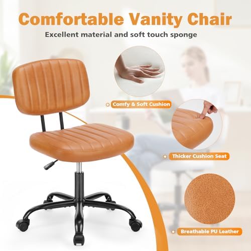 Sweetcrispy Office Desk Chair, Small Home Vanity Chair, Lumbar Support