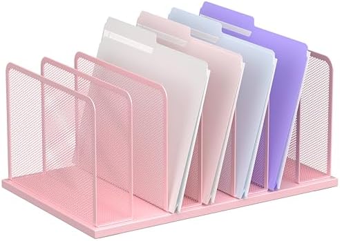 Kuntine.B 7-Section Upright Desk File Organizer Pink 1 Pack